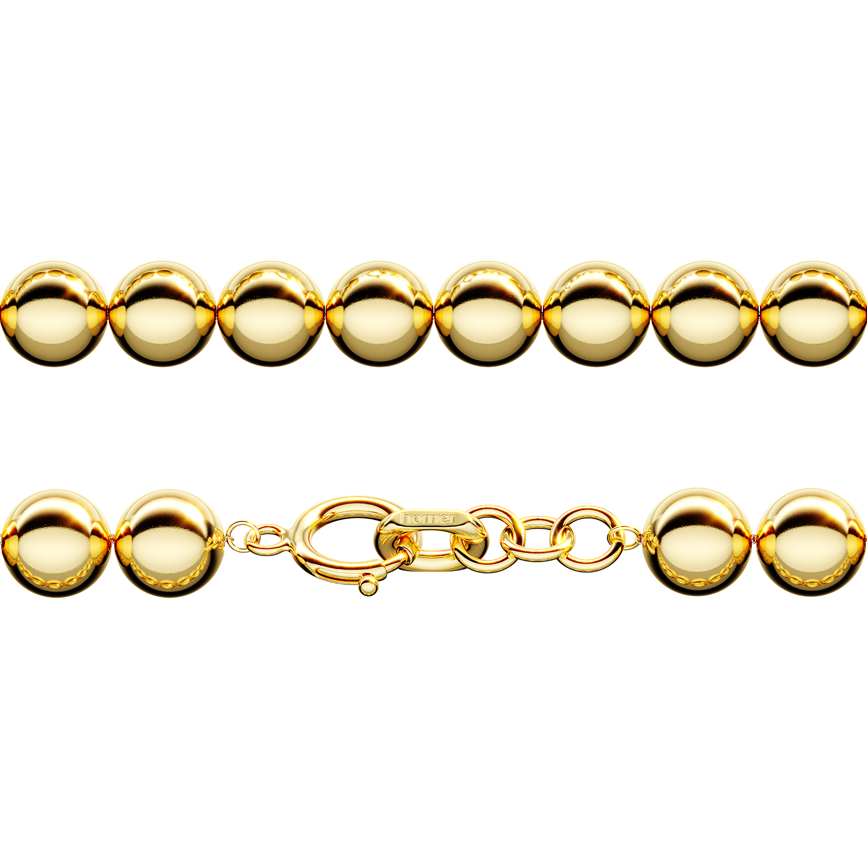 A detail of Sphere Link Chain XL in Gold